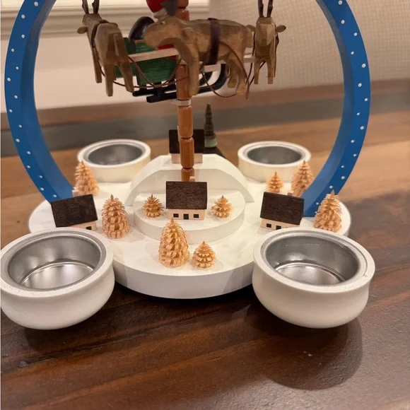 Knuth Neuber 2-Tier Wood Christmas Pyramid Santa Claus SleighErzgebirge